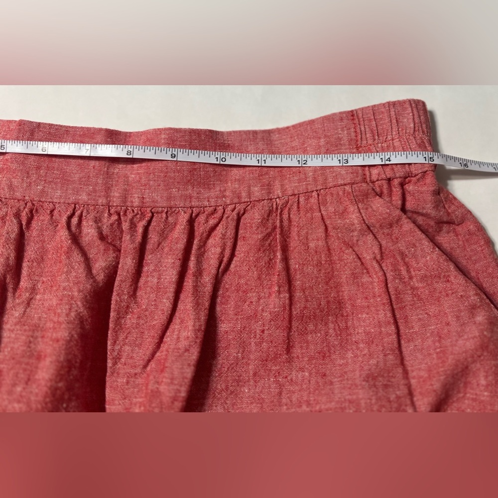 Ann Taylor Loft Womens Red Linen Blend A-Line Skirt Medium Elastic Waist - Picture 4 of 10